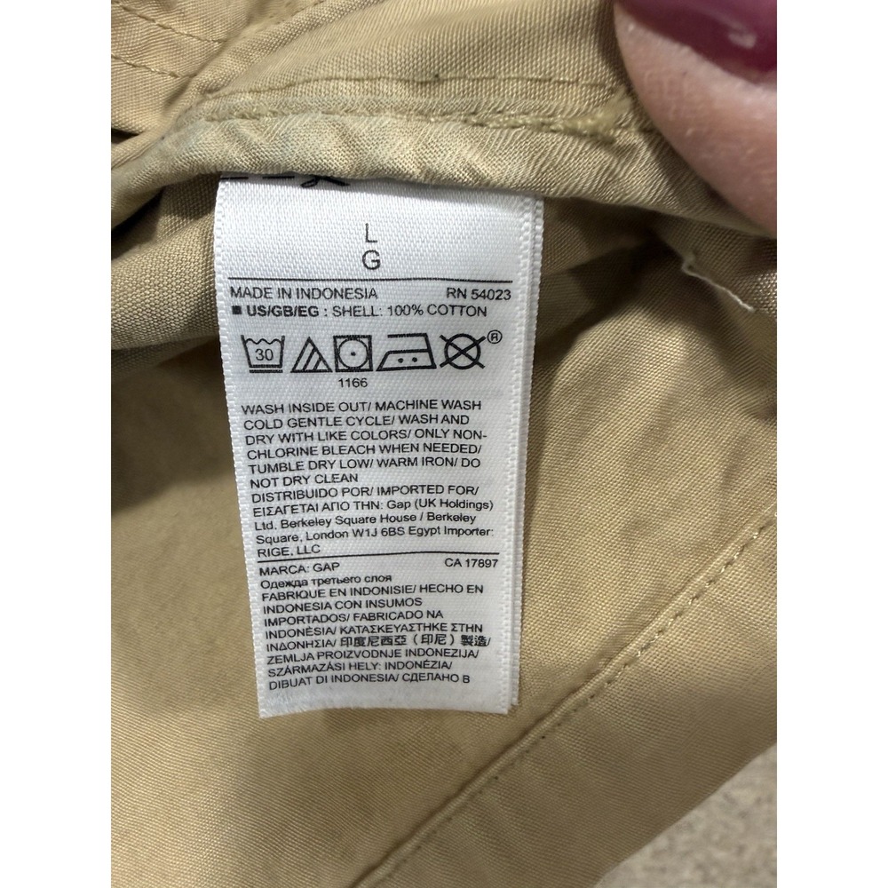 Gap Women Jacket Tan Utility Chore Barn Shacket Canvas Cotton Full Snap Sz Large - Picture 7 of 10